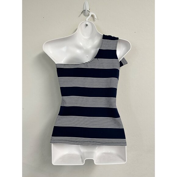 NWOT Anthropologie Bishop + Young Navy & White One Shoulder Tie Tank Size Small - Picture 6 of 12
